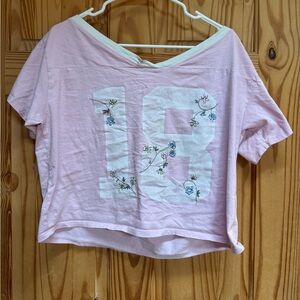 Hollister Pink Floral Number Crop Top